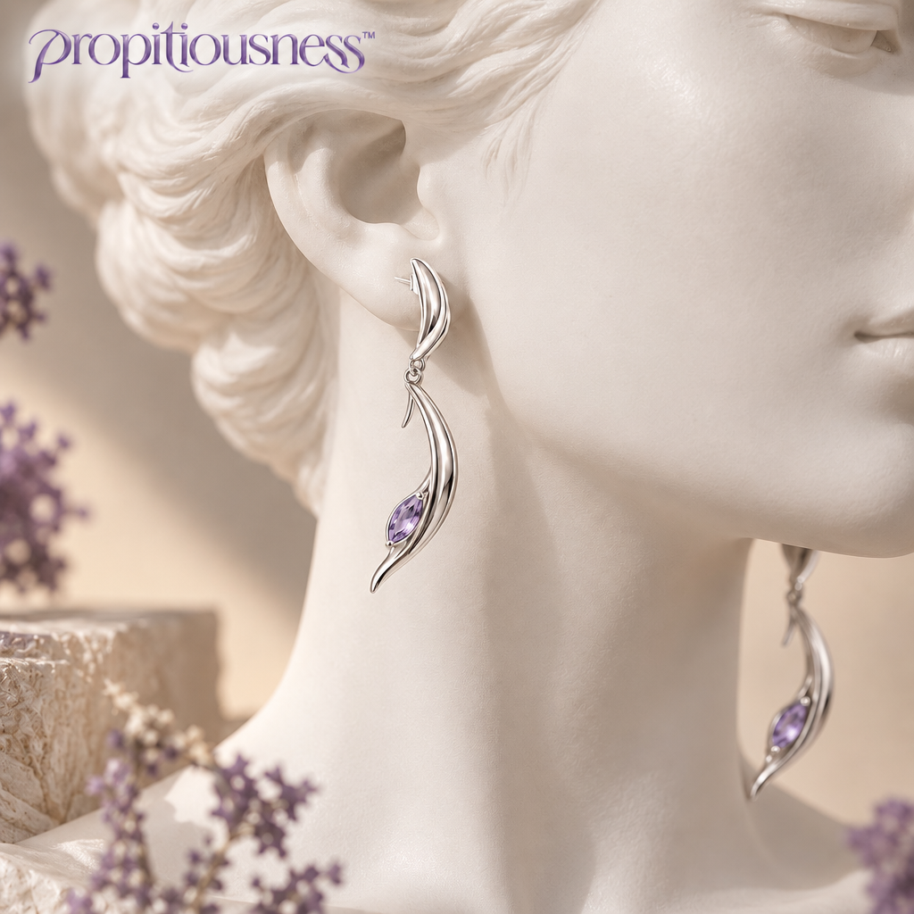 propitiousness™ Double Arc Drop Earrings with Muted Lavender Accent