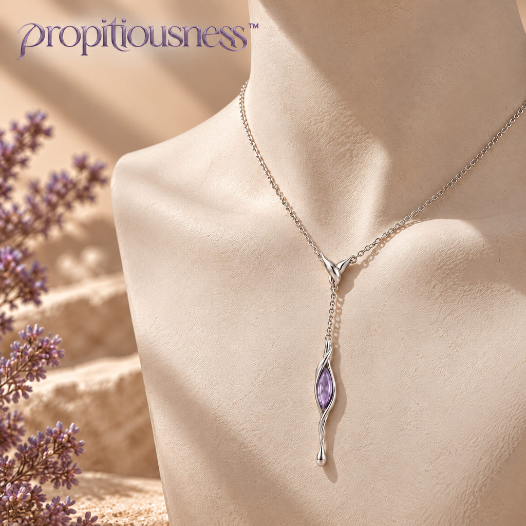 propitiousness™ Fine Chain Y-Necklace with Elongated Smoky Lavender Accent