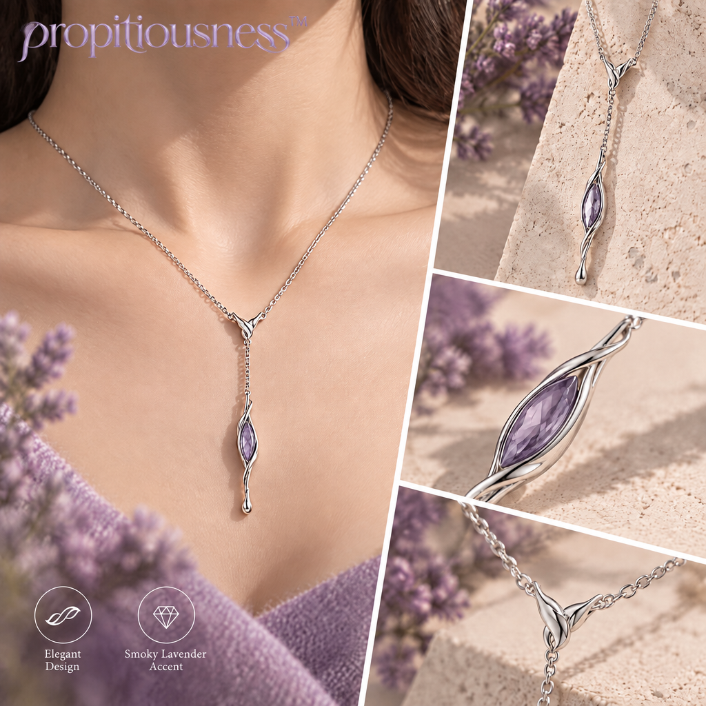 propitiousness™ Fine Chain Y-Necklace with Elongated Smoky Lavender Accent