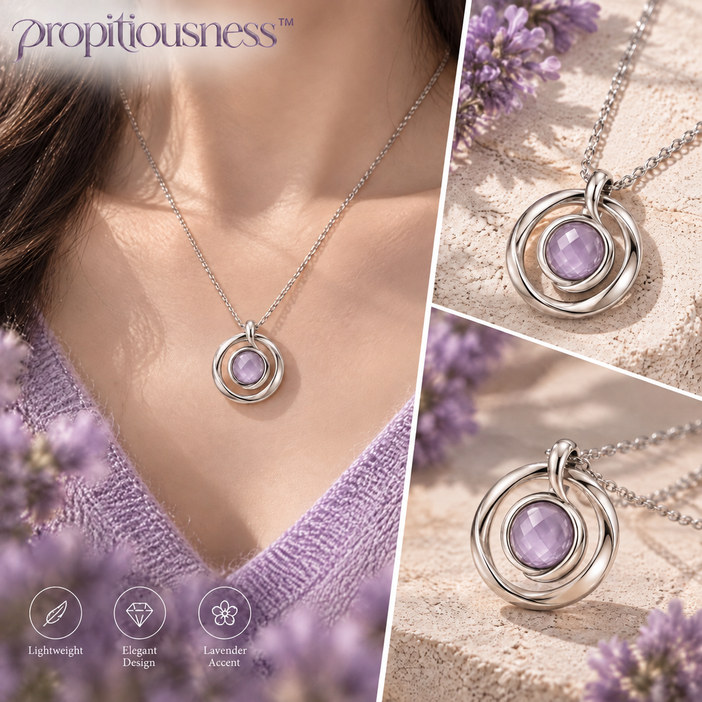 propitiousness™ Layered Open Circle Pendant Necklace with Muted Lilac Center