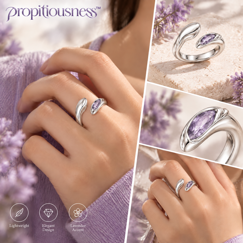 propitiousness™ Sculpted Open Curve Ring with Lavender Accent