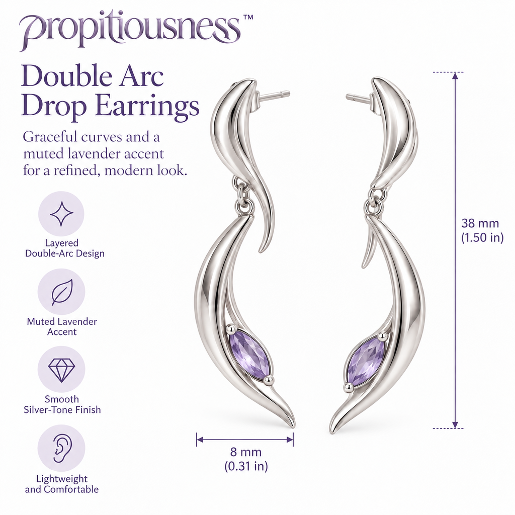 propitiousness™ Double Arc Drop Earrings with Muted Lavender Accent