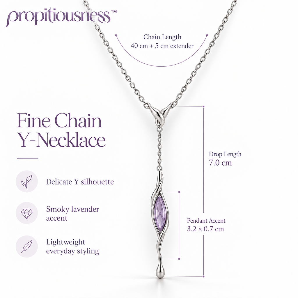 propitiousness™ Fine Chain Y-Necklace with Elongated Smoky Lavender Accent