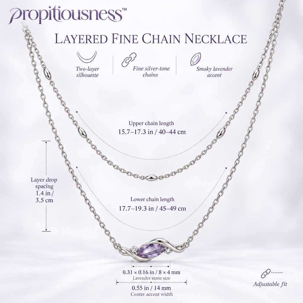 propitiousness™ Layered Fine Chain Necklace with Smoky Lavender Accent