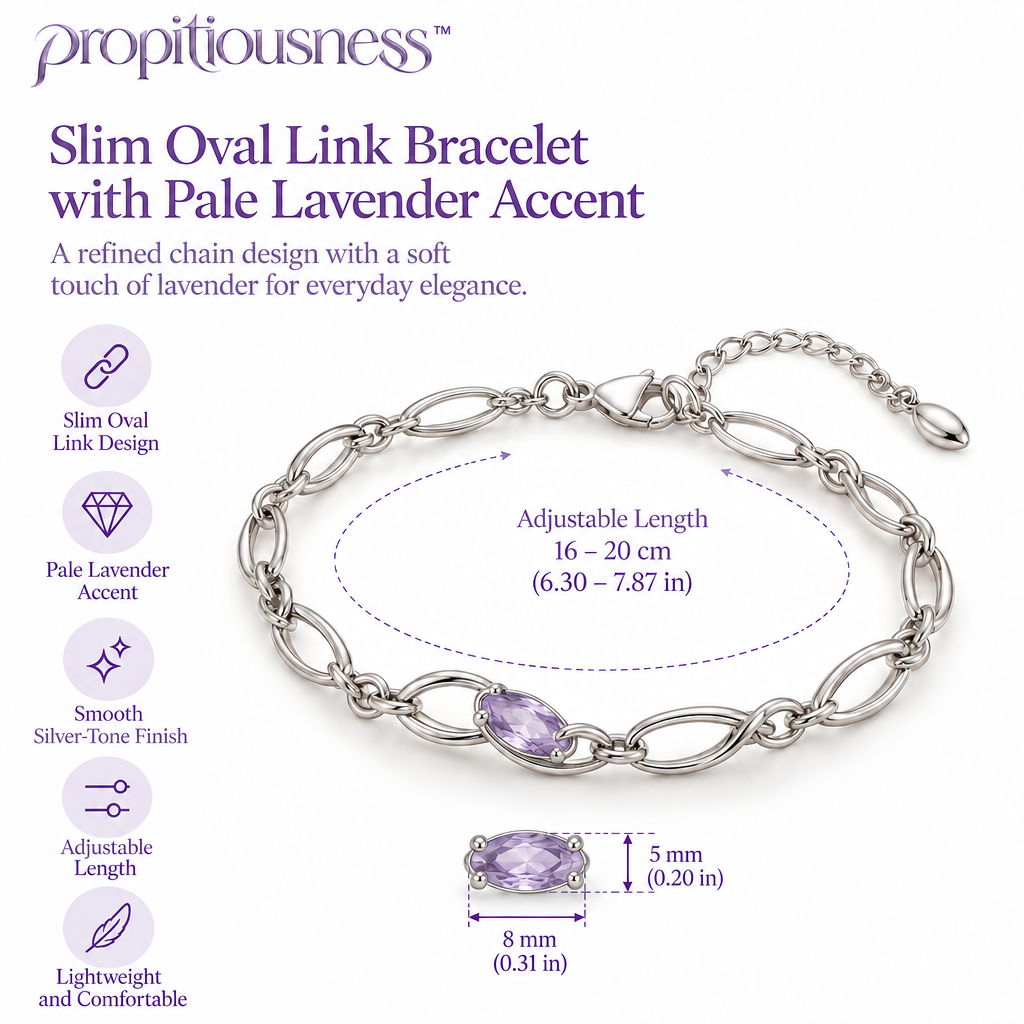 propitiousness™ Slim Oval Link Bracelet with Pale Lavender Accent