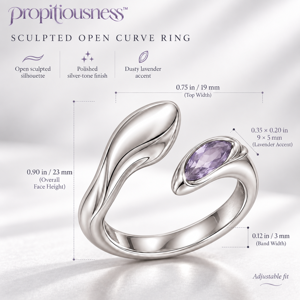 propitiousness™ Sculpted Open Curve Ring with Lavender Accent
