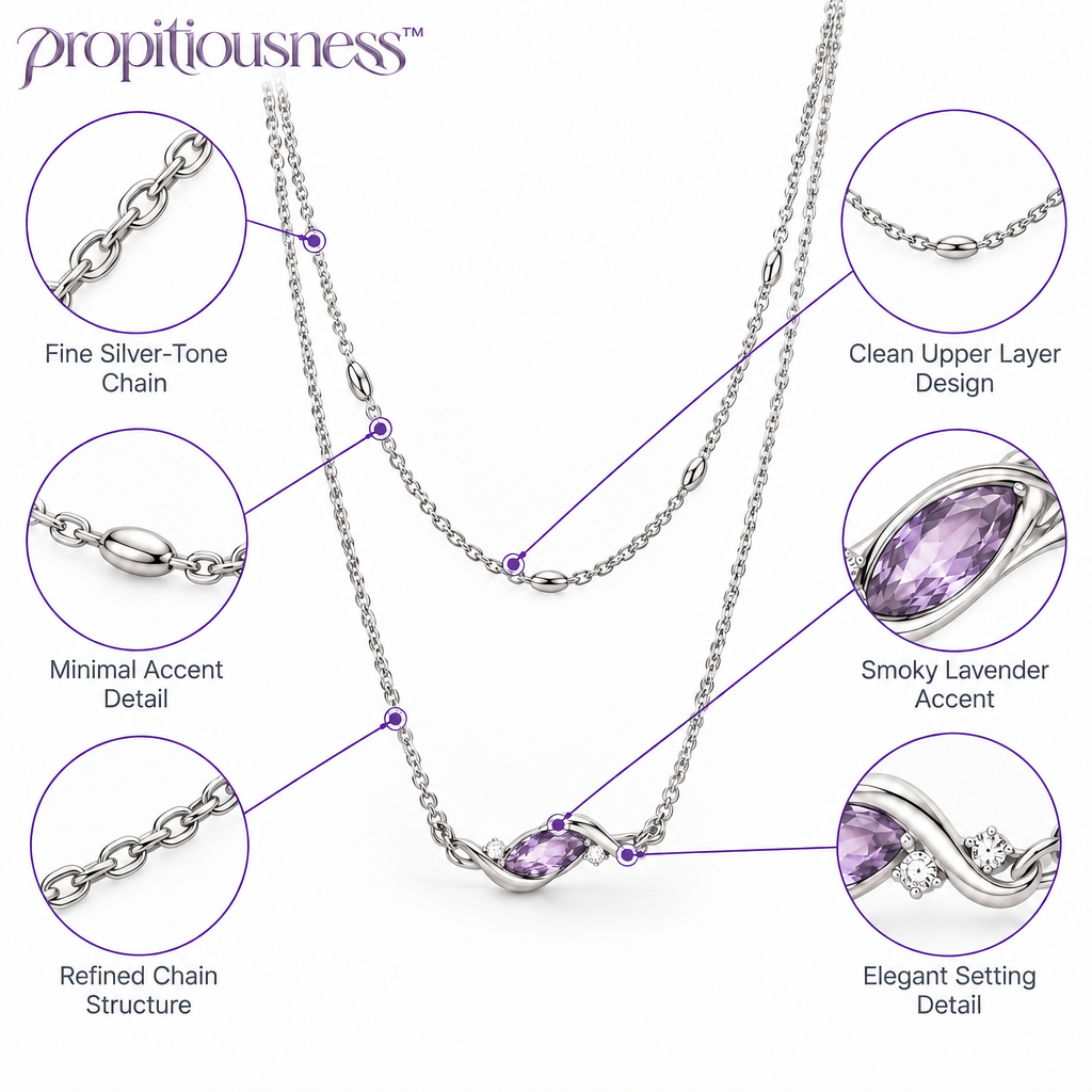 propitiousness™ Layered Fine Chain Necklace with Smoky Lavender Accent