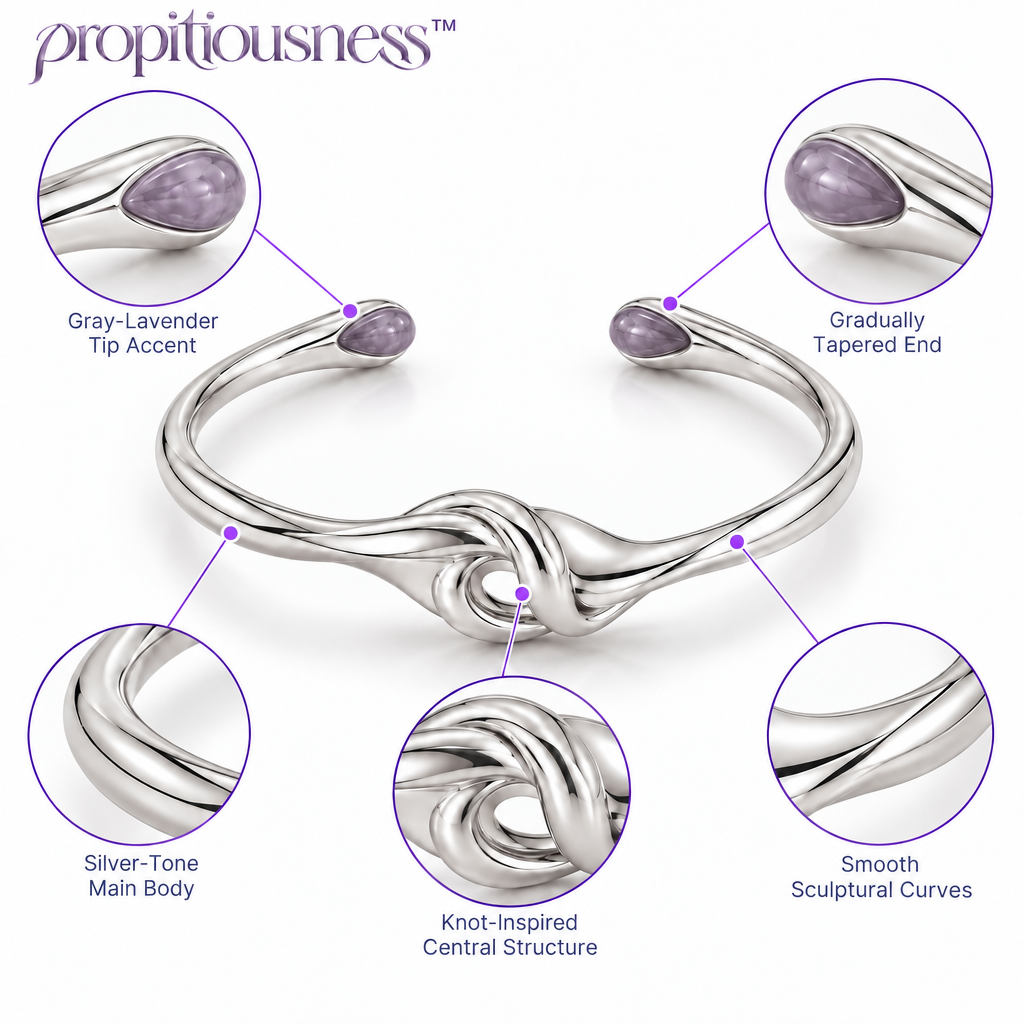 propitiousness™ Sculpted Knot Cuff Bracelet with Muted Purple Accent Tips