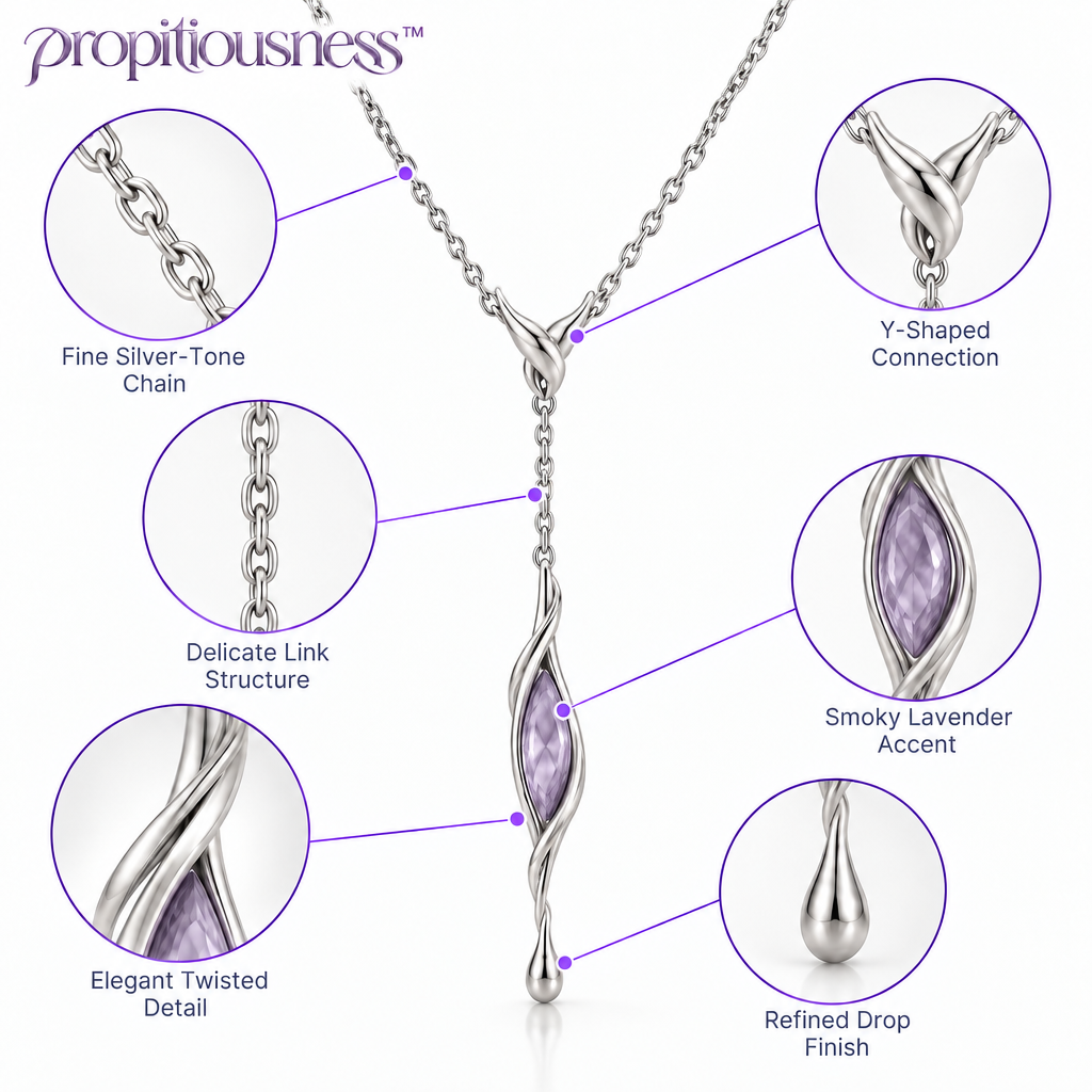 propitiousness™ Fine Chain Y-Necklace with Elongated Smoky Lavender Accent