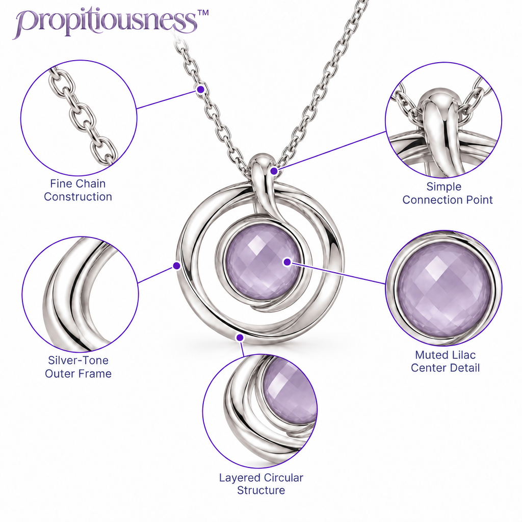 propitiousness™ Layered Open Circle Pendant Necklace with Muted Lilac Center