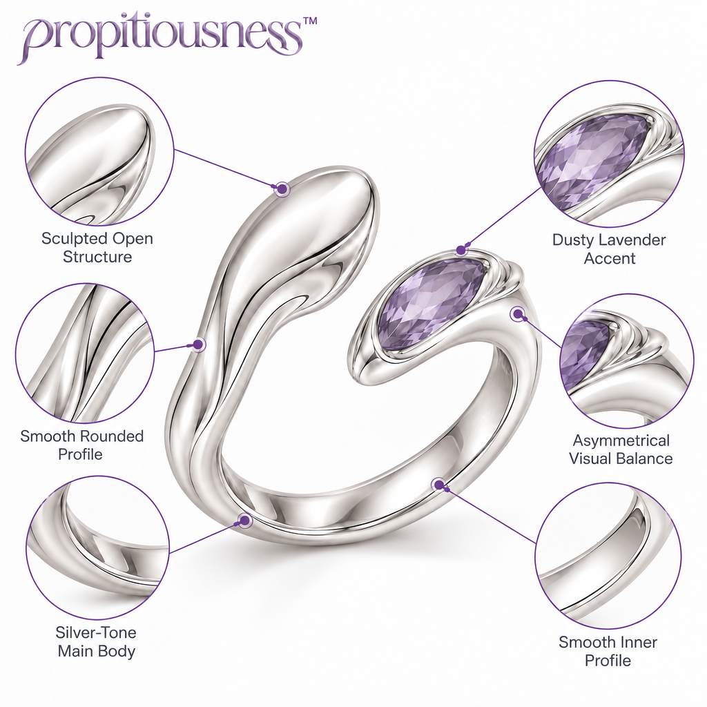 propitiousness™ Sculpted Open Curve Ring with Lavender Accent