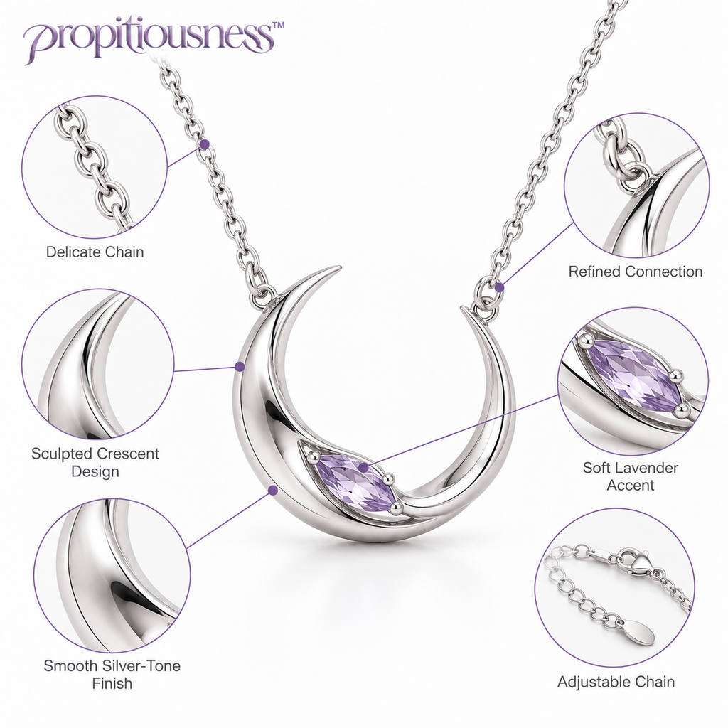 propitiousness™ Sculpted Crescent Pendant Necklace with Soft Lavender Accent