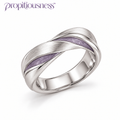 propitiousness™ Twisted Silver-Tone Band Ring with Dusty Purple Inlay