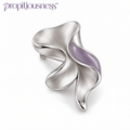 propitiousness™ Sculpted Silver-Tone Brooch with Abstract Lavender Fold Accent