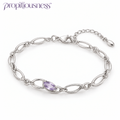propitiousness™ Slim Oval Link Bracelet with Pale Lavender Accent