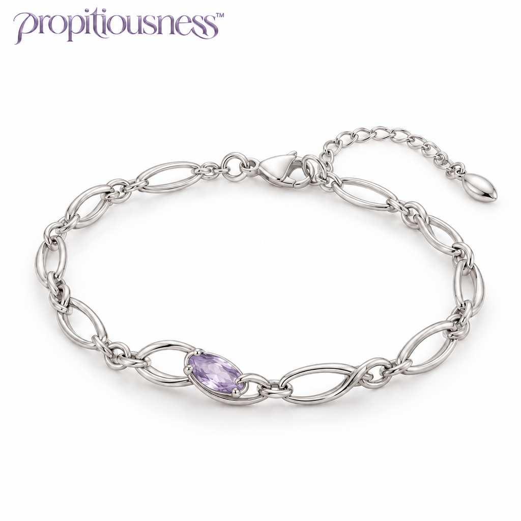 propitiousness™ Slim Oval Link Bracelet with Pale Lavender Accent