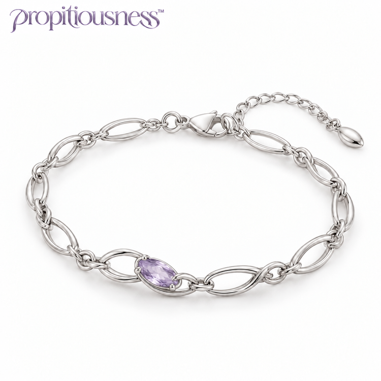 propitiousness™ Slim Oval Link Bracelet with Pale Lavender Accent
