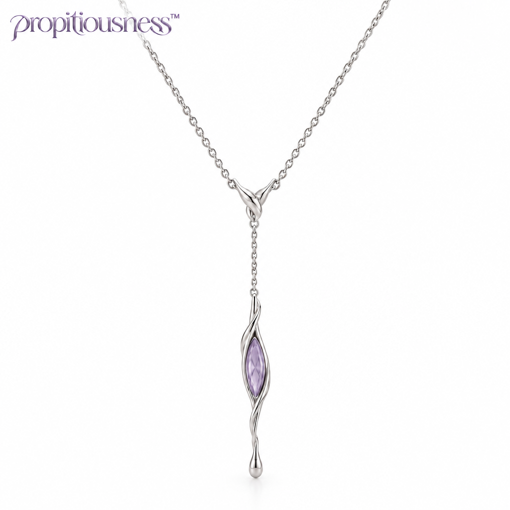 propitiousness™ Fine Chain Y-Necklace with Elongated Smoky Lavender Accent