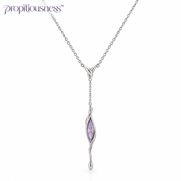 propitiousness™ Fine Chain Y-Necklace with Elongated Smoky Lavender Accent