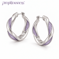 propitiousness™ Sculpted Ribbon Hoop Earrings with Soft Purple Inlay