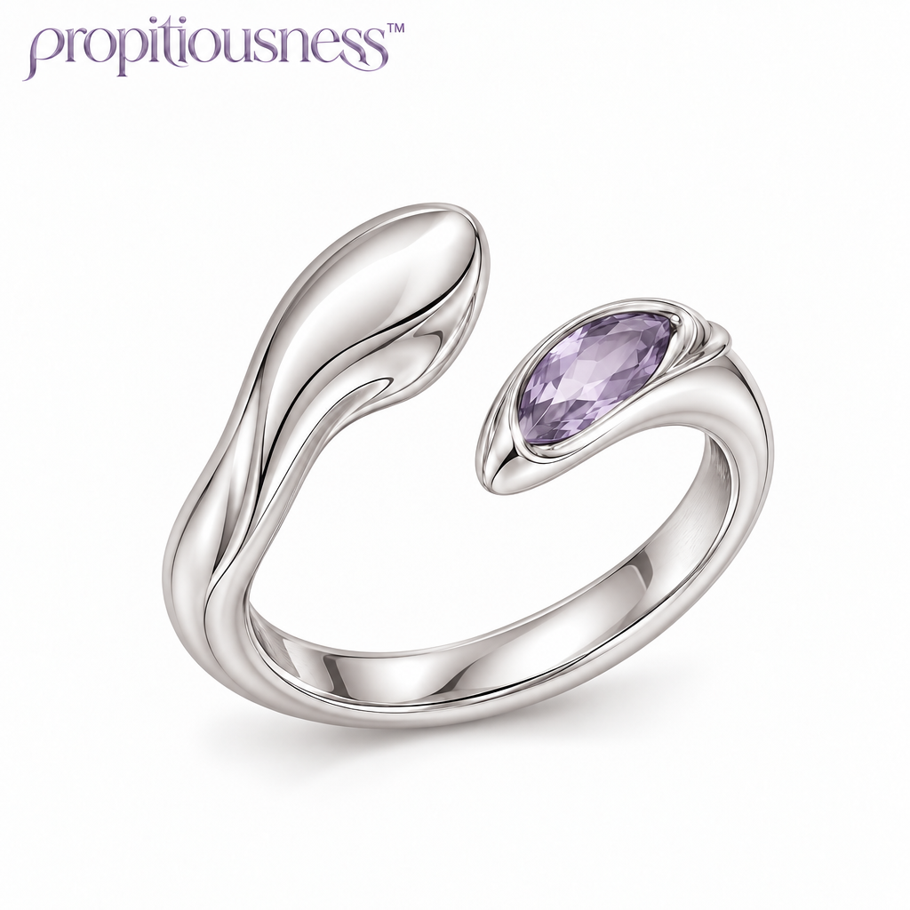 propitiousness™ Sculpted Open Curve Ring with Lavender Accent