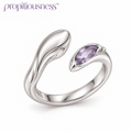 propitiousness™ Sculpted Open Curve Ring with Lavender Accent