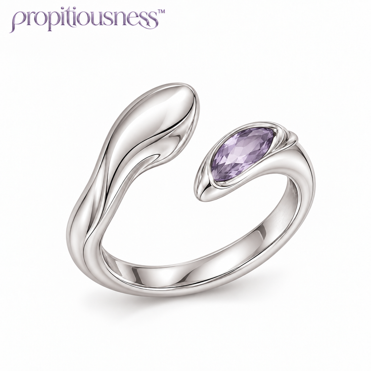 propitiousness™ Sculpted Open Curve Ring with Lavender Accent