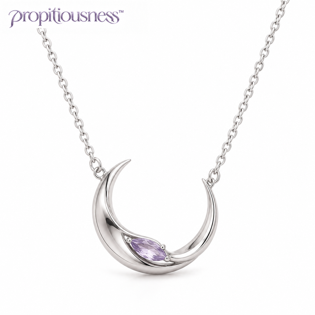 propitiousness™ Sculpted Crescent Pendant Necklace with Soft Lavender Accent