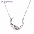 propitiousness™ Sculpted Crescent Pendant Necklace with Soft Lavender Accent