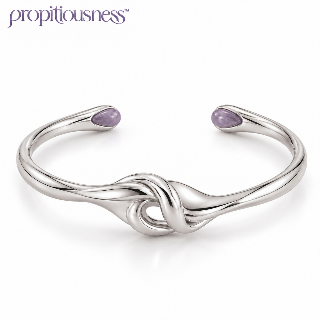 propitiousness™ Sculpted Knot Cuff Bracelet with Muted Purple Accent Tips