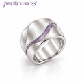 propitiousness™ Wide Sculpted Band Ring with Recessed Lavender Linear Detail