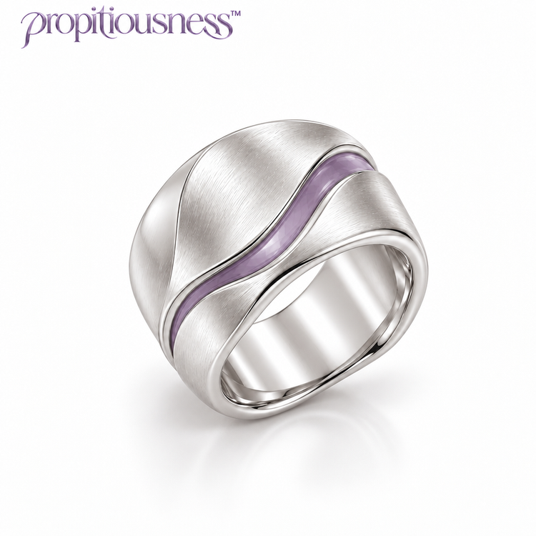 propitiousness™ Wide Sculpted Band Ring with Recessed Lavender Linear Detail