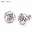 propitiousness™ Polished Dome Stud Earrings with Muted Lavender Center